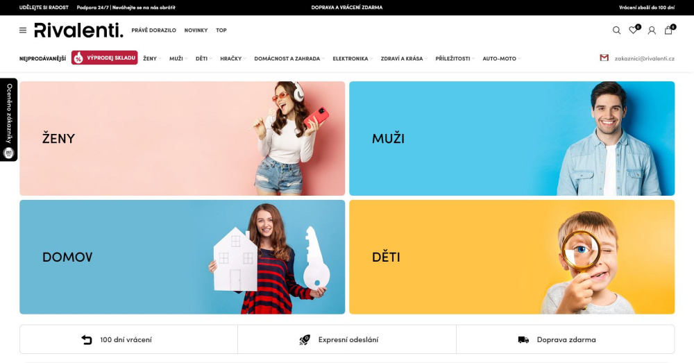 Úvodní stránka e-shopu Rivalenti.cz Úvodní stránka e-shopu Rivalenti.cz
