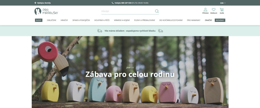 Úvodní stránka e-shopu Promrnousky.cz