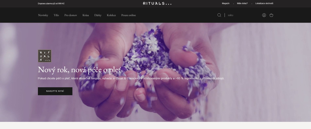 Úvodní stránka e-shopu Rituals