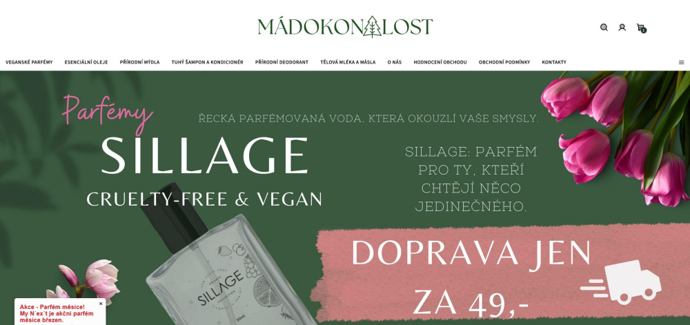 Úvodní stránka e-shopu MaDokonalost.cz