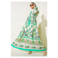 Bigdart 2423 autentické vzorované hidžábové šaty - zelená