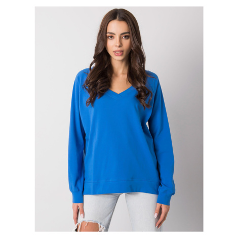Modré dámské tričko s výstřihem ve tvaru V -blue Modrá Rue Paris