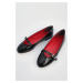 Marjin Women's Banded Flat Flats Styled Black Patent Leather.