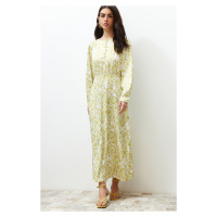 Trendyol Light Green Floral Front Button Detailed Woven Dress