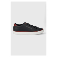 Kožené tenisky Tommy Hilfiger TH HI VULC CORE LOW LEATHER ESS pánské, tmavomodrá barva, FM0FM050