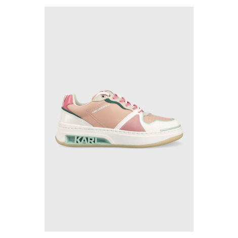 Kožené sneakers boty Karl Lagerfeld Elektra Ii Lo růžová barva