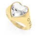 Guess Romantický pozlacený prsten s třpytivým srdcem UBR70004 56 mm