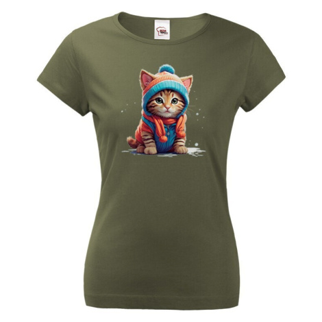 Dámské tričko s potiskem koťátka v oblečku - tričko pro milovníky koček BezvaTriko