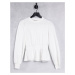 Miss Selfridge long sleeve shirred peplum sweatshirt in white