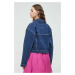 Džínová bunda Abercrombie & Fitch dámská, tmavomodrá barva, přechodná, oversize