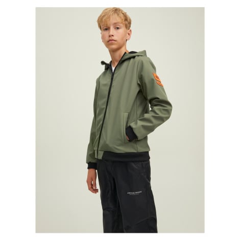 Khaki klučičí lehká bunda s kapucí Jack & Jones Classic Waffle - Kluci