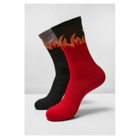 Dlouhé plamenné ponožky 2-balení červená/černá