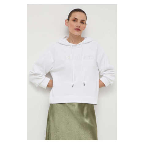 Mikina Max Mara Leisure dámská, bílá barva, s kapucí, s aplikací, 2416921018600
