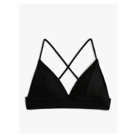 Koton Triangle Bikini Top Textured Cross Strap Covered