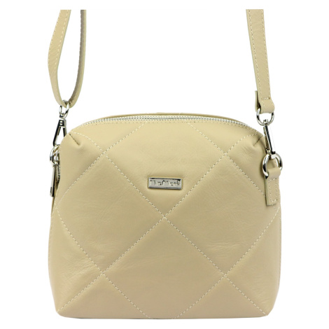 Kožená crossbody kabelka MiaMore 01-003 tmavě béžová