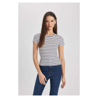DEFACTO Fitted Crew Neck Striped T-Shirt
