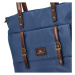 Velká dámská látková taška s koženkovými panely Ilaria, džínově modrá