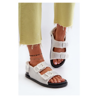 Dámské zdobené džínové sandály bílé Irmale