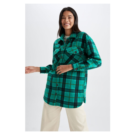 DEFACTO A-Cut Checkered Flannel Long Sleeve Shirt Tunic