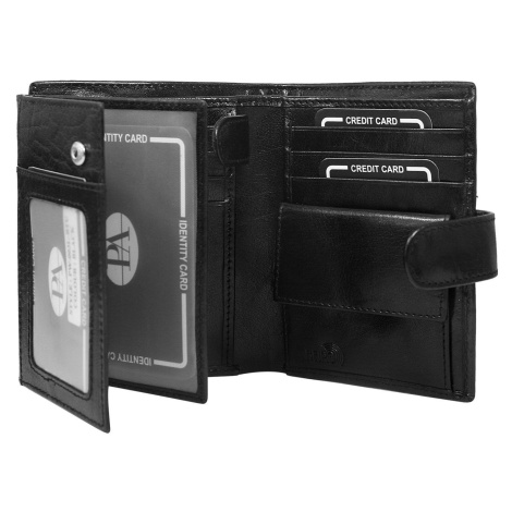 Černá klasická pánská kožená peněženka s drukem Fashionhunters