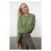 Trendyol Khaki Crop Super Wide Pattern Soft Texture Knit Sweater