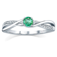 Silvego Stříbrný prsten s pravým přírodním smaragdem JJJR1100ER 51 mm