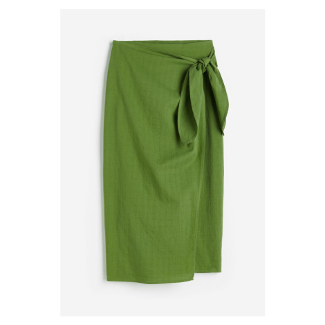 H & M - Bavlněná zavinovací sukně - zelená H&M