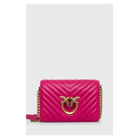 Kožená kabelka Pinko růžová barva, 100067 A0GK
