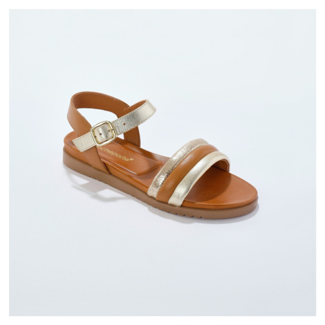 Kožené trojbarevné sandály se zlatým detailem Blancheporte