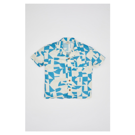 DEFACTO Baby Boy Patterned Cropped Collar Short Sleeve Shirt