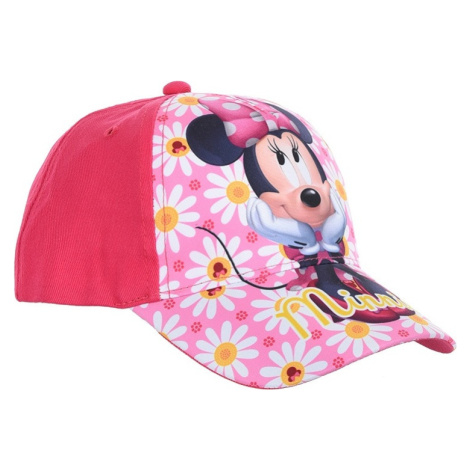 TMAVĚ RŮŽOVÁ KŠILTOVKA S POTISKEM MINNIE MOUSE Květinový vzor Disney