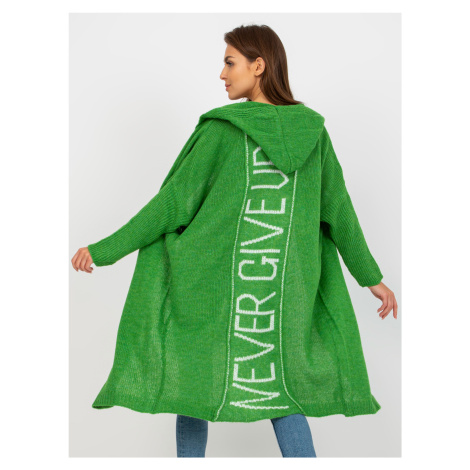 OCH BELLA zelený dlouhý kardigan s kapucí Fashionhunters