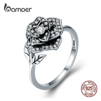 Stříbrný prsten třpytivá růže SCR382 LOAMOER