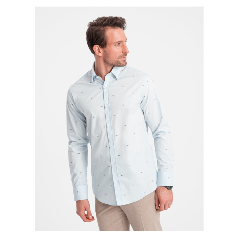 Světle modrá pánská vzorovaná košile Ombre Clothing