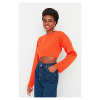 Trendyol Orange Super Crop pletený svetr