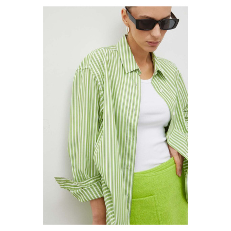 Košile Samsoe Samsoe LOVA zelená barva, relaxed, s klasickým límcem, F23400066