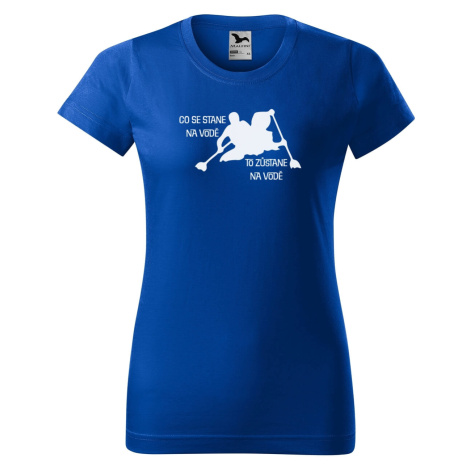 DOBRÝ TRIKO Vtipné dámské tričko s potiskem Co se stane na vodě Barva: Královsky modrá
