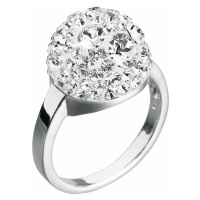 Evolution Group Stříbrný prsten s krystaly Swarovski bílá boule 35013.1 krystal