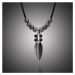 Manoki Pánský ocelový náhrdelník Apaccio, přírodní kůže a chirurgická ocel WA351 Černá