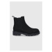 Semišové kotníkové boty Vagabond Shoemakers Kenova dámské, černá barva, na plochém podpatku