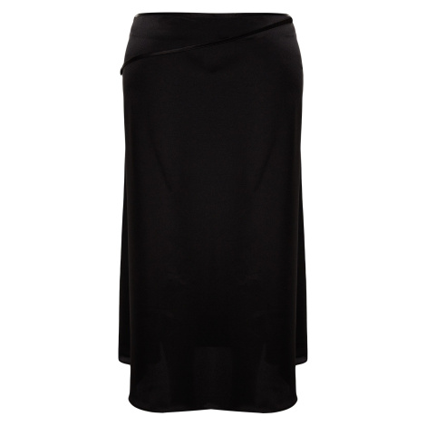 Trendyol Curve Black Accessory Detailed Satin Woven Skirt