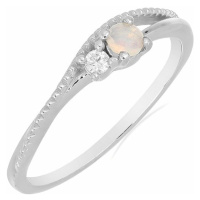 Prsten stříbrný s etiopským opálem a zirkonem Ag 925 031121 ETOP - 62 mm 1,25 g