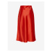 Červená dámská saténová midi sukně ICHI