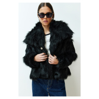 Trendyol Black Oversize Fur Coat