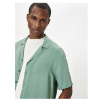 Koton Summer Shirt Short Sleeve Turn-Down Collar Buttoned Viscose Fabric