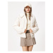 Koton Coat Crocodile Faux Leather Look Hooded High Neck with Pocket