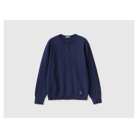 Benetton, Crew Neck Cardigan In Cotton Blend United Colors of Benetton