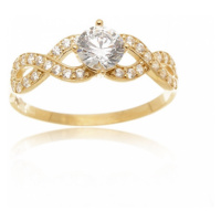 Dámský prsten ze žlutého zlata se zirkony PR0415F + DÁREK ZDARMA