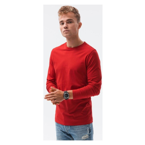 Ombre Pánské basic tričko s dlouhým rukávem Hippolyt Červená