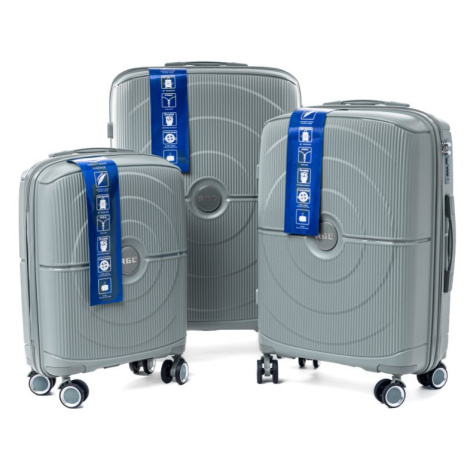 Rogal Stříbrná sada 3 luxusních odolných kufrů "Orbital" - M, L, XL